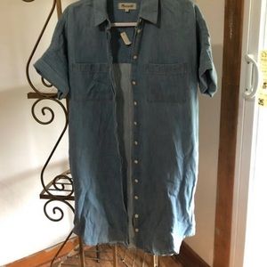 Madewell Short Sleeved Denim Shirt Dress
